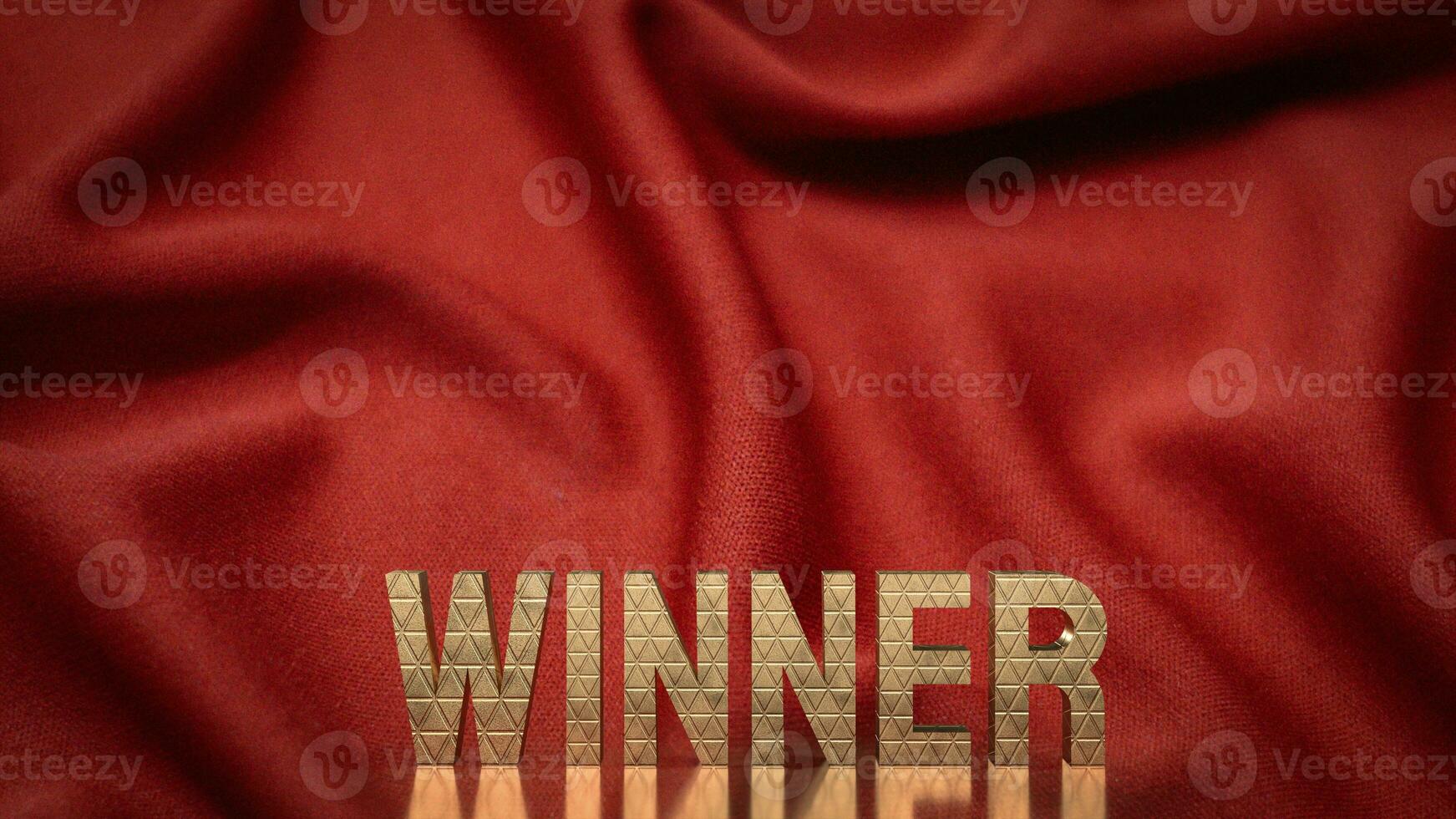 The gold winner text on red background concept 3d rendering photo