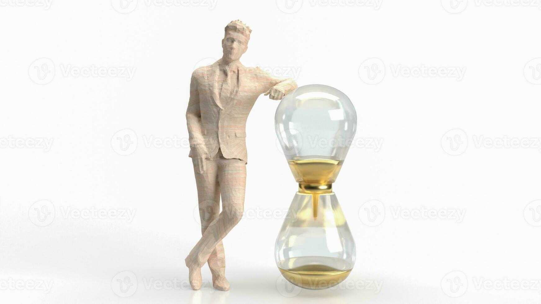 The man and sand clock for business concept 3d rendering photo