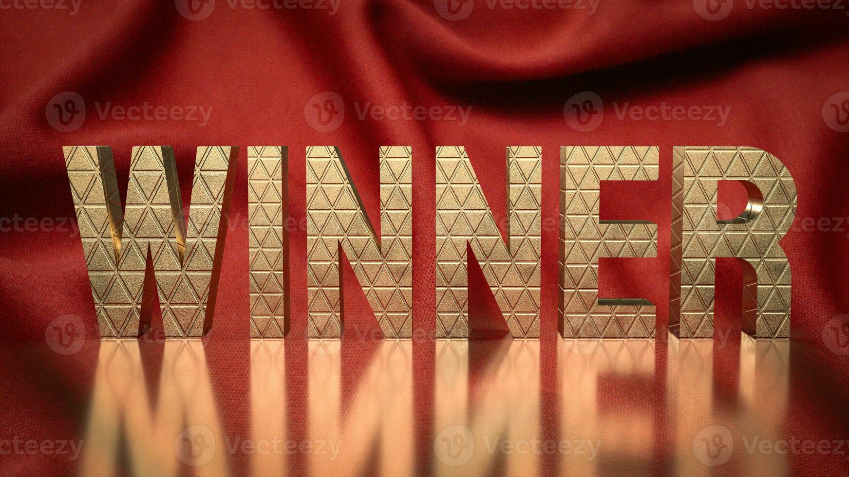 The gold winner text on red background concept 3d rendering photo