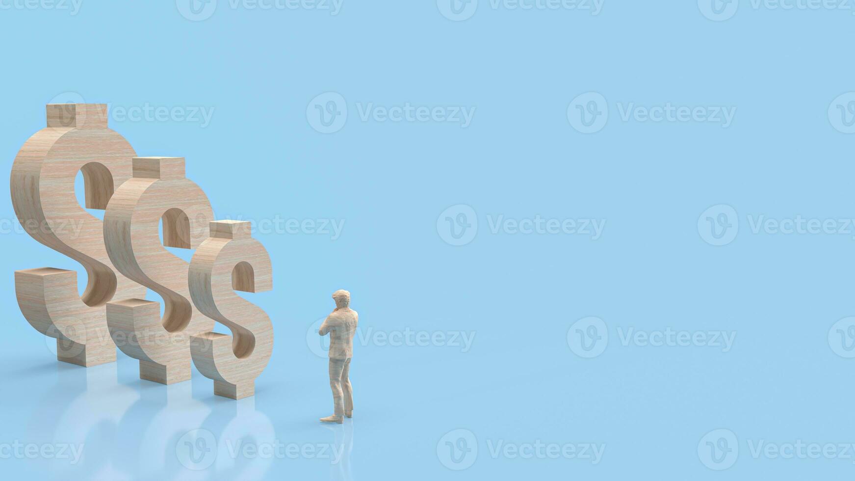 The man and wood dollar symbol for business concept 3d rendering photo