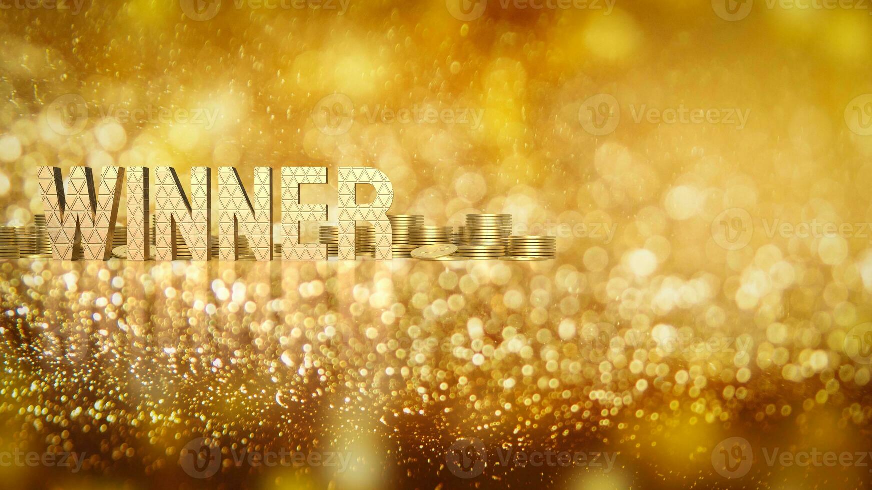 The gold winner text and coins for background concept 3d rendering photo