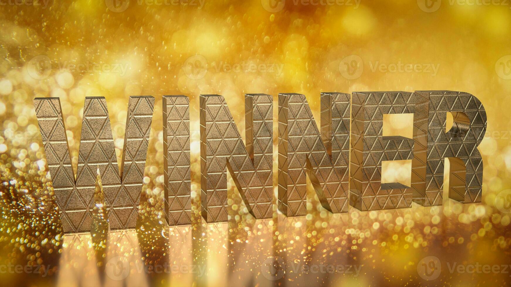 The gold winner text for background concept 3d rendering photo