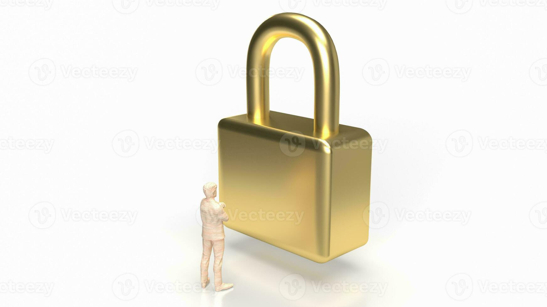 The man and gold master key for business concept 3d rendering photo