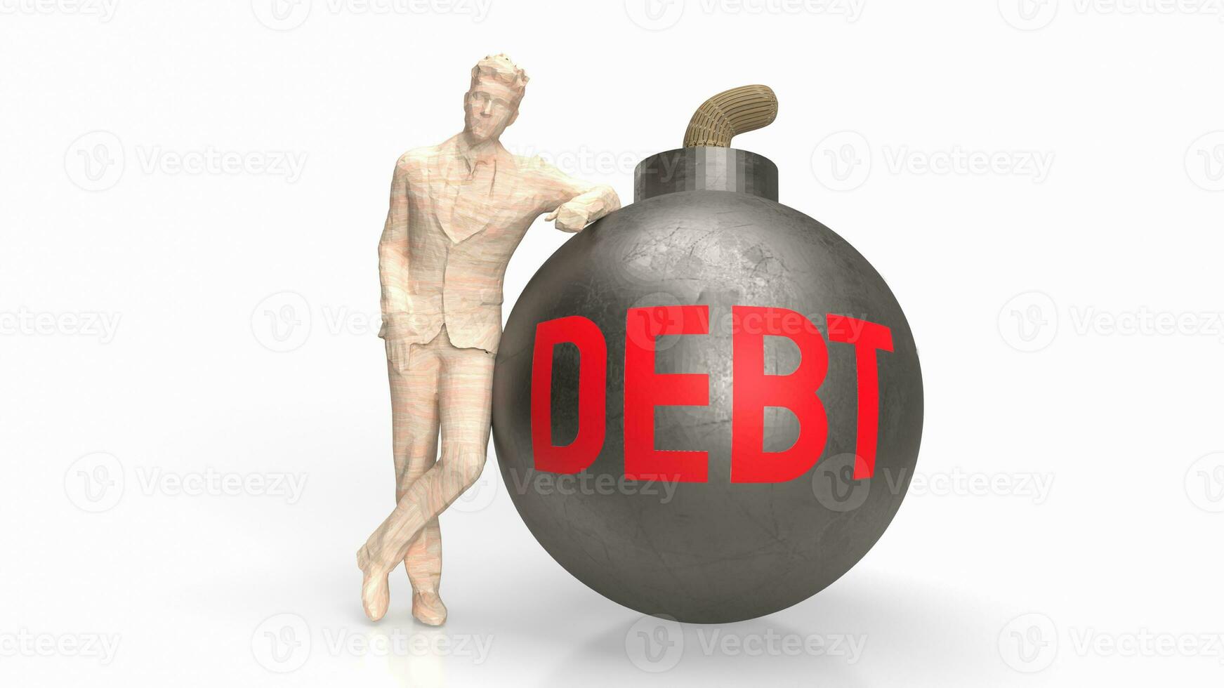 The man and debt bomb for business concept 3d rendering photo