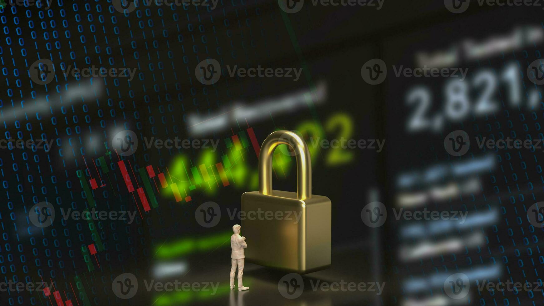 The man and gold master key for business concept 3d rendering photo