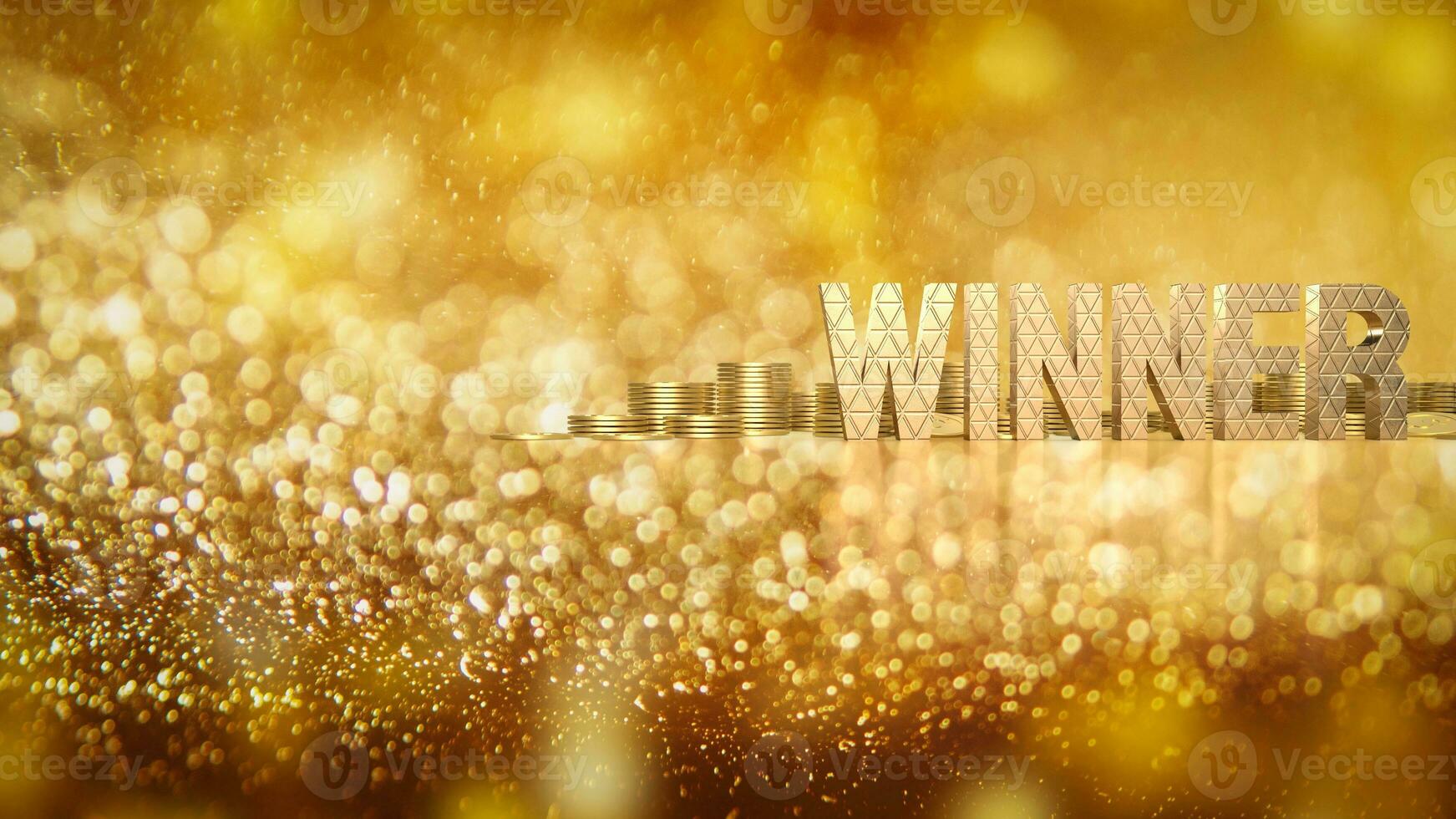 The gold winner text and coins for background concept 3d rendering photo