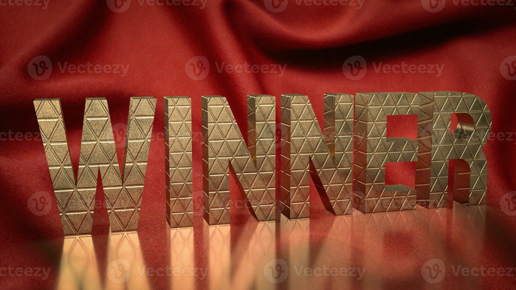 The gold winner text on red background concept 3d rendering photo