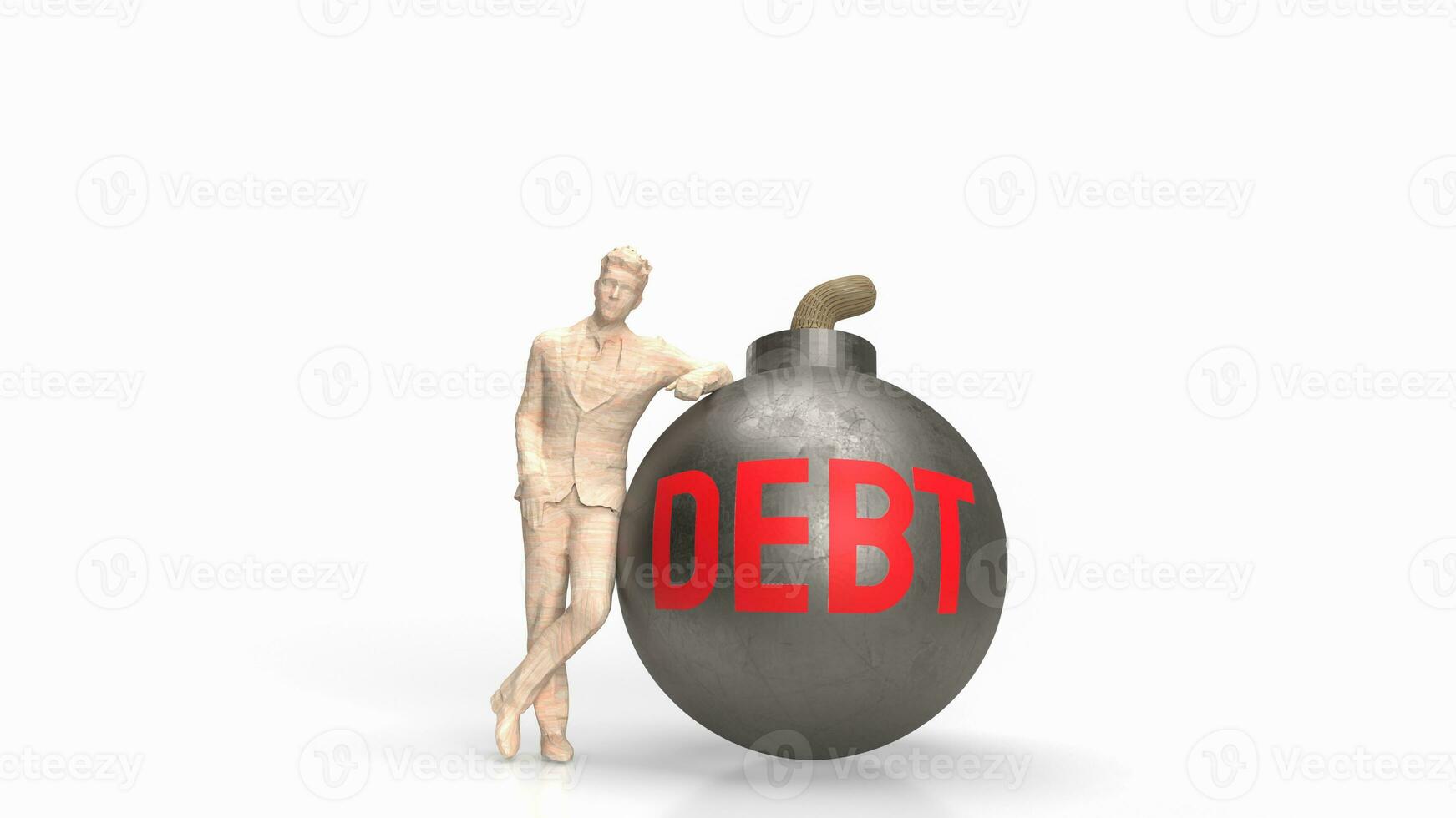 The man and debt bomb for business concept 3d rendering photo