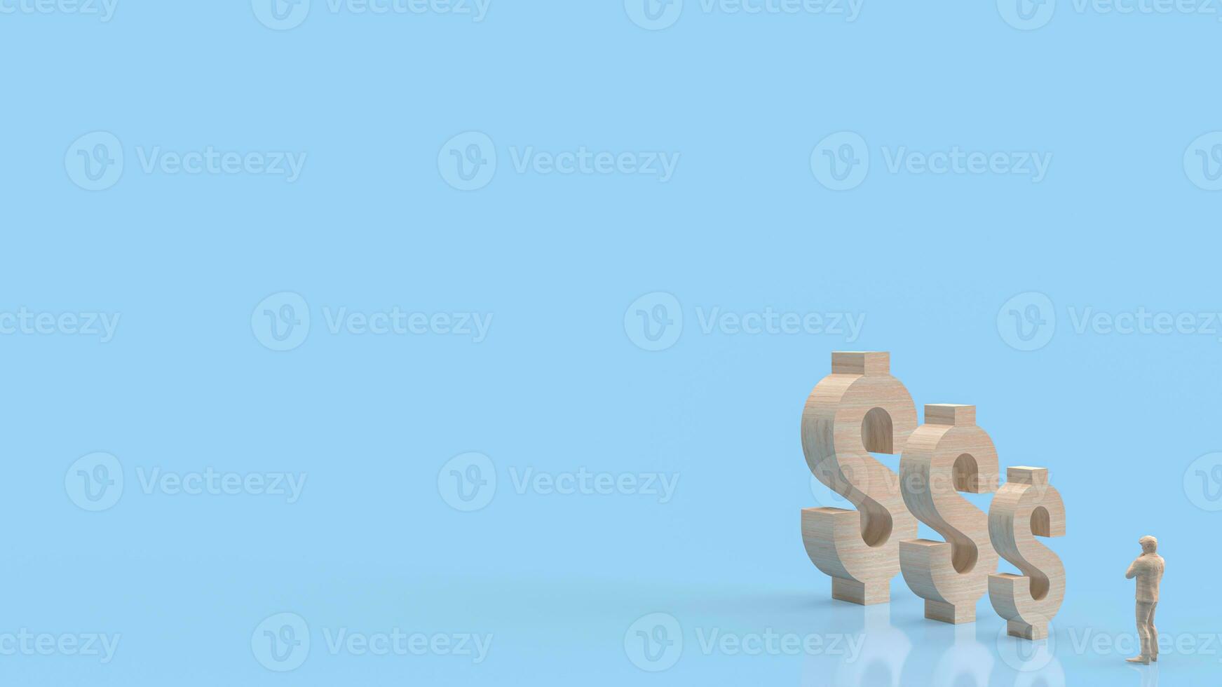 The man and wood dollar symbol for business concept 3d rendering photo