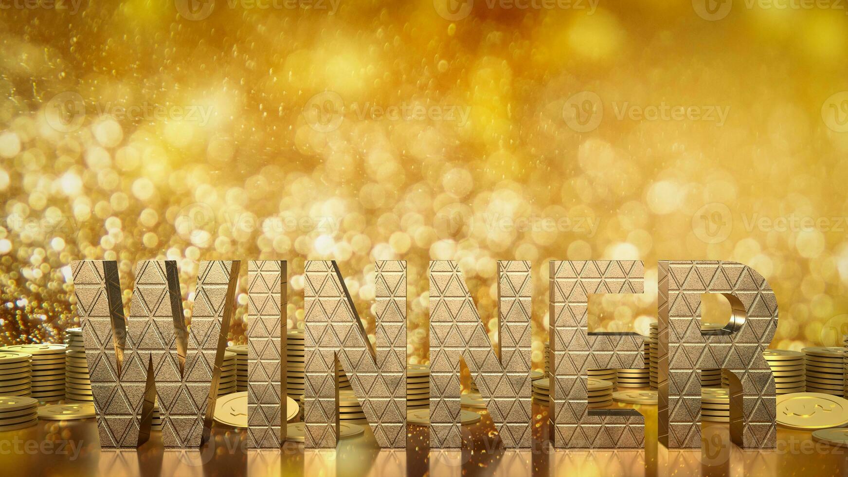 The gold winner text and coins for background concept 3d rendering photo