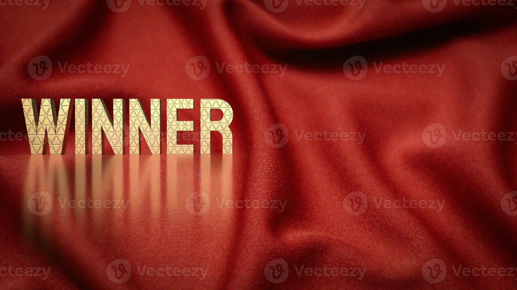 The gold winner text on red background concept 3d rendering photo