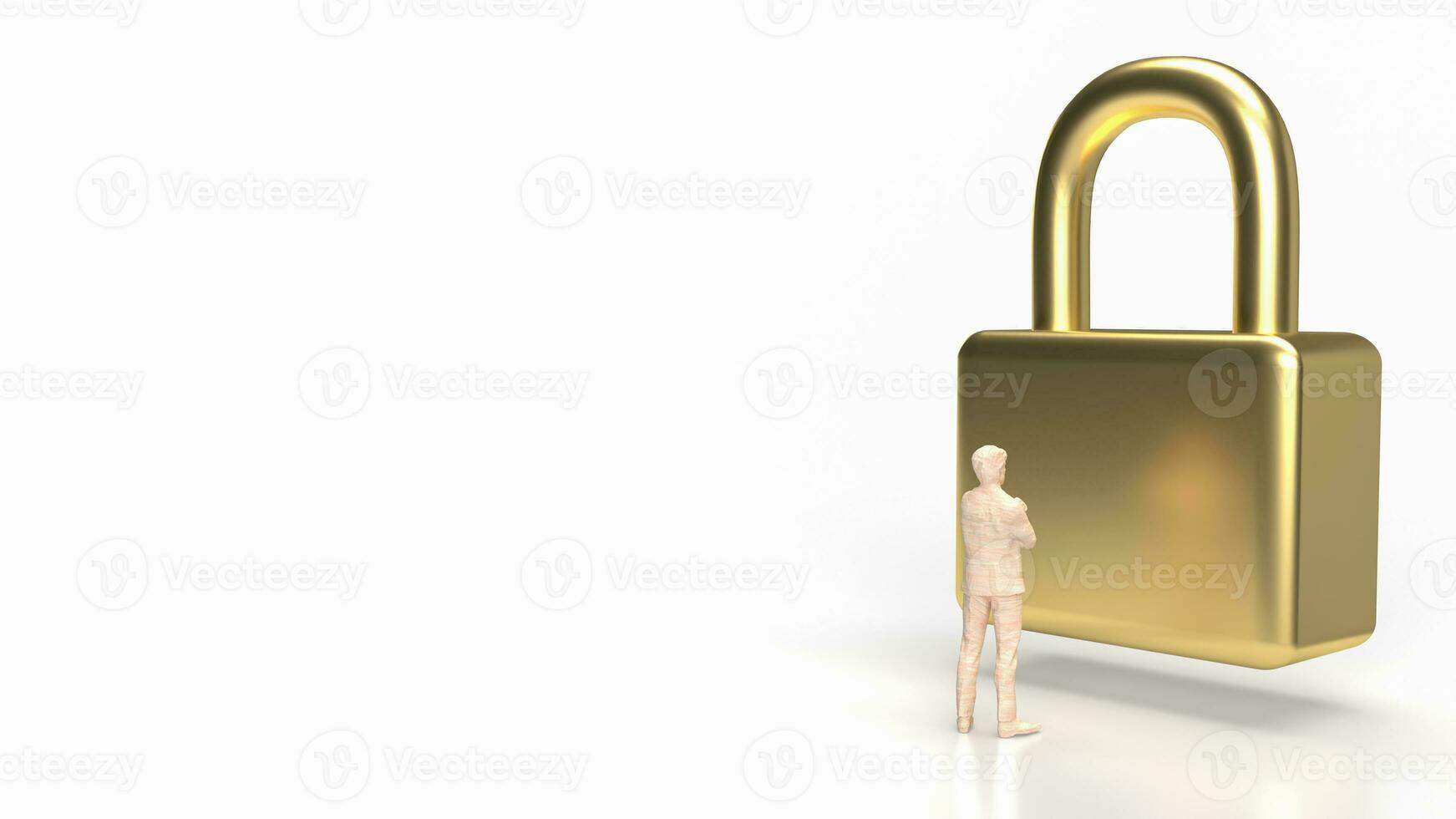 The man and gold master key for business concept 3d rendering photo