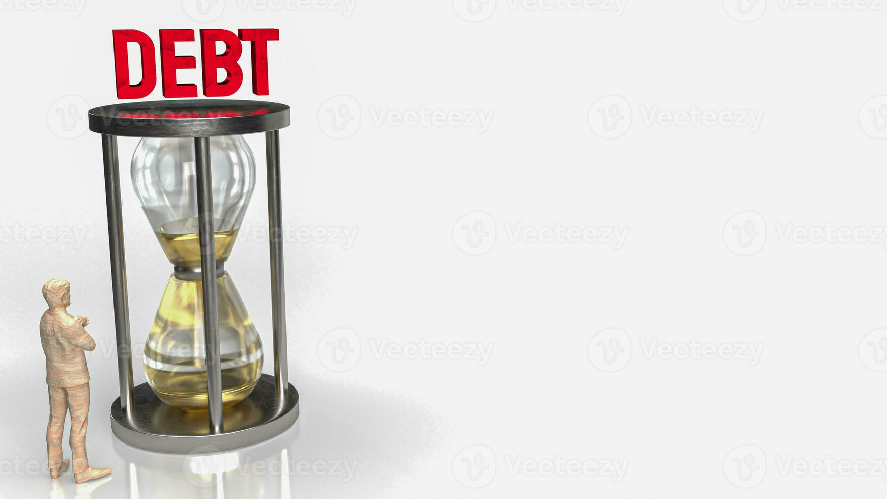 The business man and sand clock for debt concept 3d rendering photo