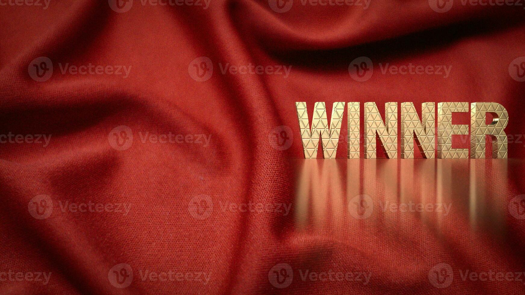 The gold winner text on red background concept 3d rendering photo