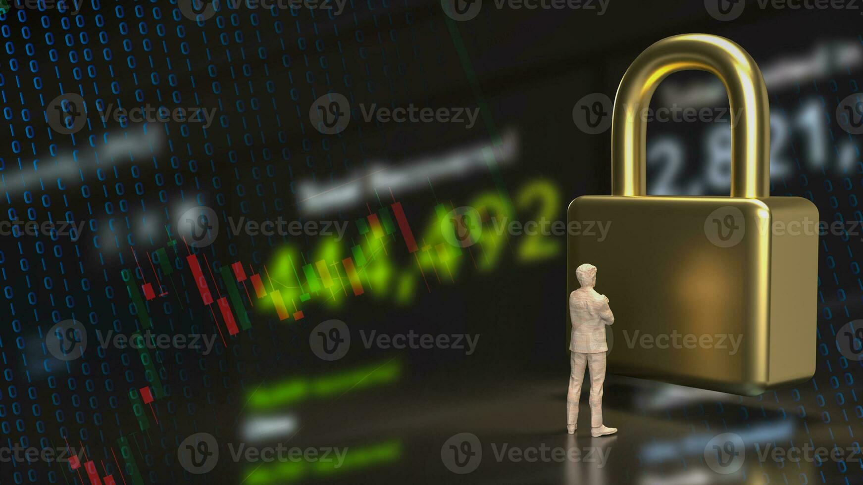 The man and gold master key for business concept 3d rendering photo