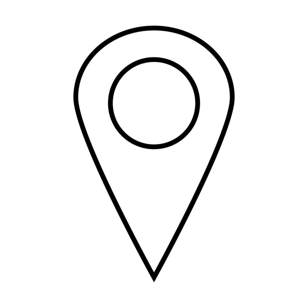 thin line pin point, GPS location symbol, map pointer flat design style vector icon on white background