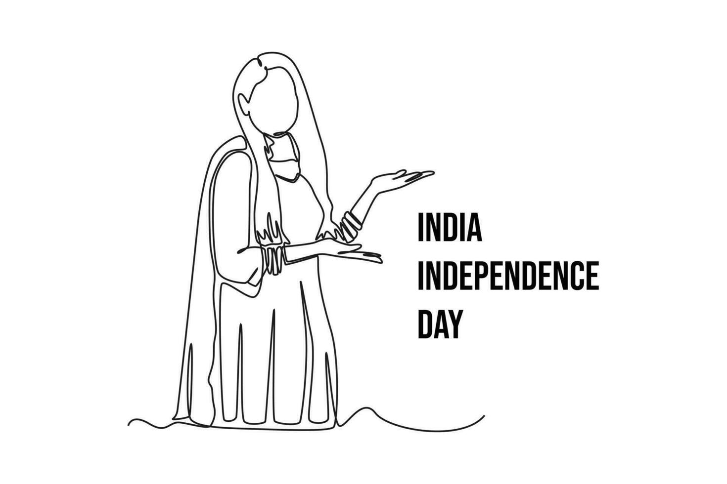 continuous one line drawing 15th august india happy independence day concept single line draw design graphic illustration vector