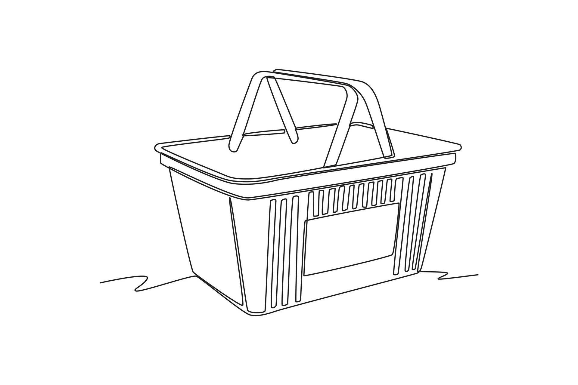 Single one line drawing Shopping bags and baskets concept. Continuous