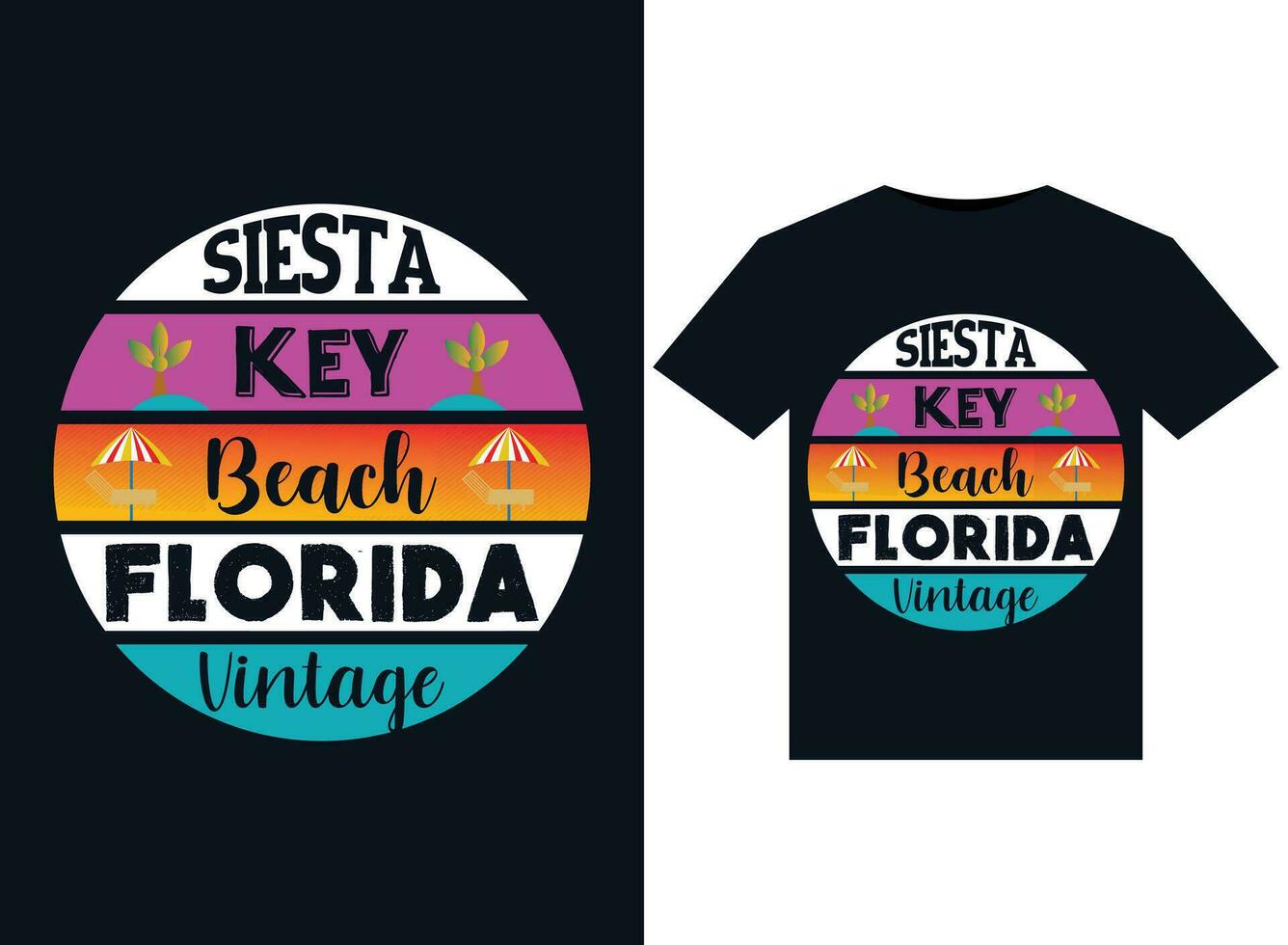 Siesta Key Beach Vintage Style illustrations for print-ready T-Shirts design vector