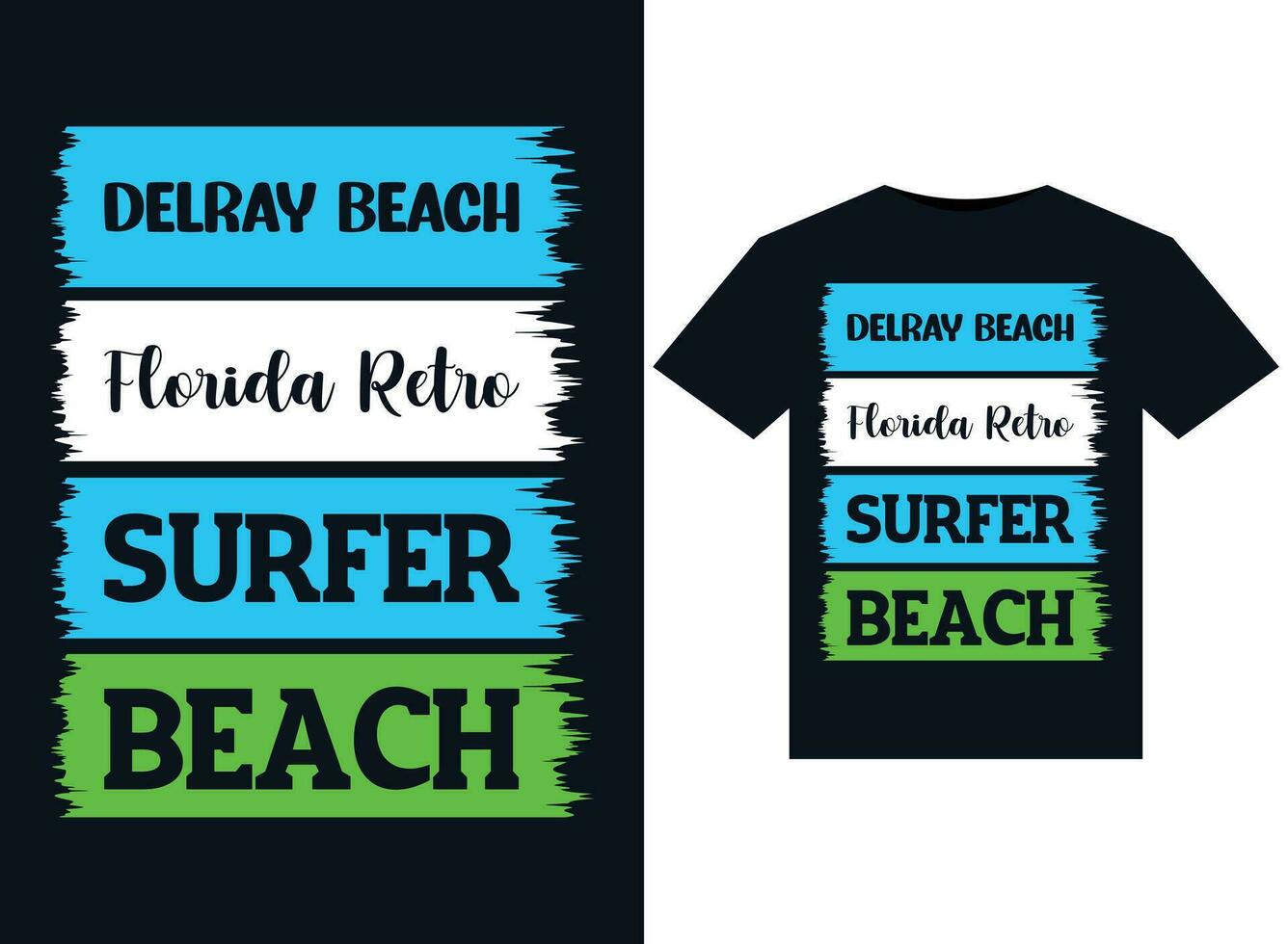 Delray Beach Florida Retro Surfer Beach illustrations for print-ready T-Shirts design vector
