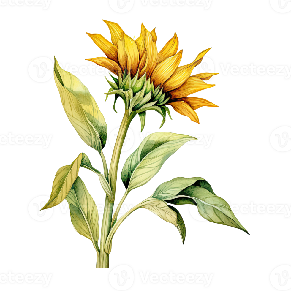 Sunflower watercolor isolated. Illustration png