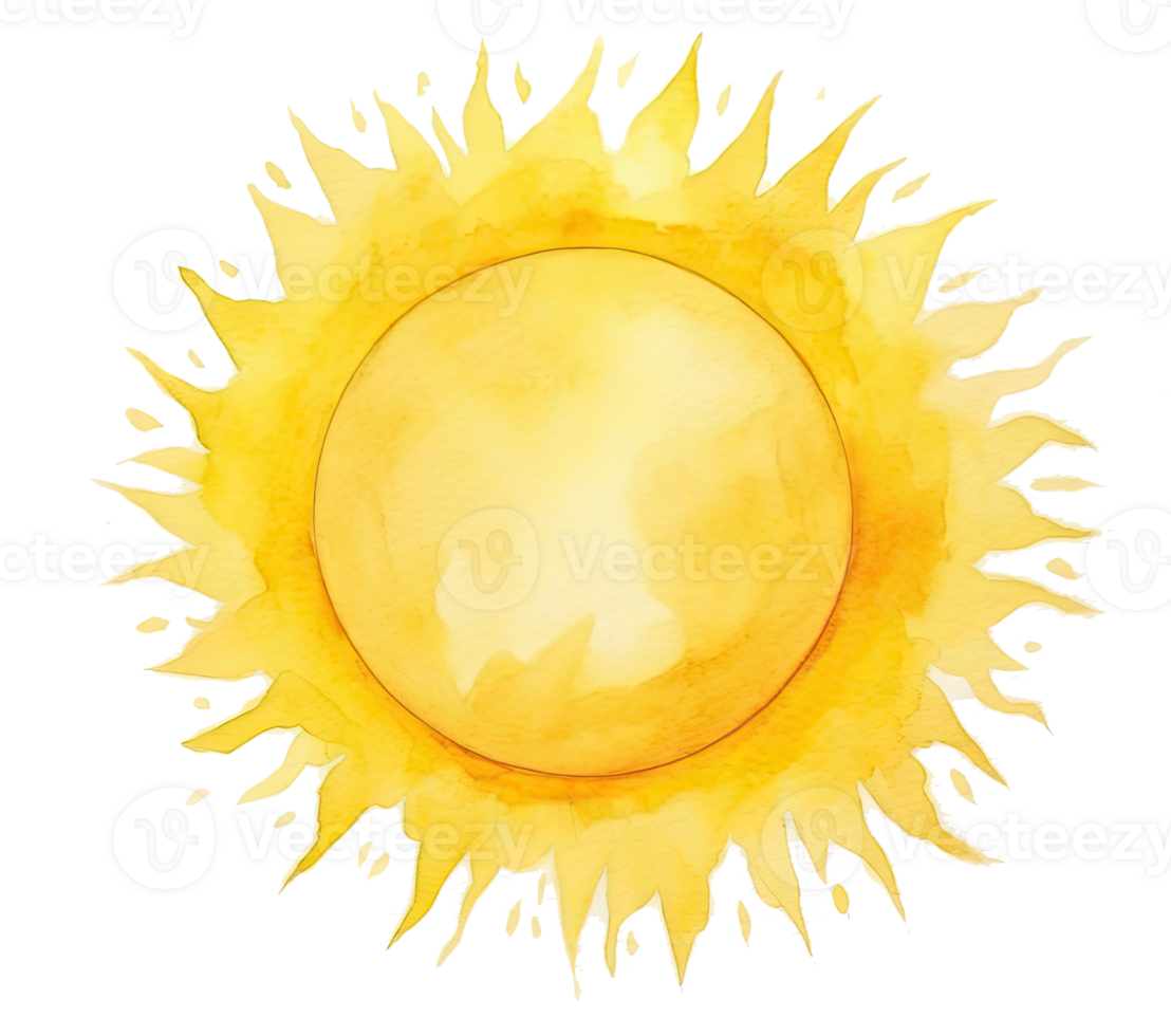 söt vattenfärg Sol. illustration ai generativ png