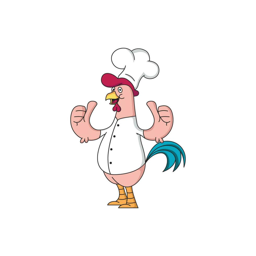 chef chicken mascot with two thumbs up vector