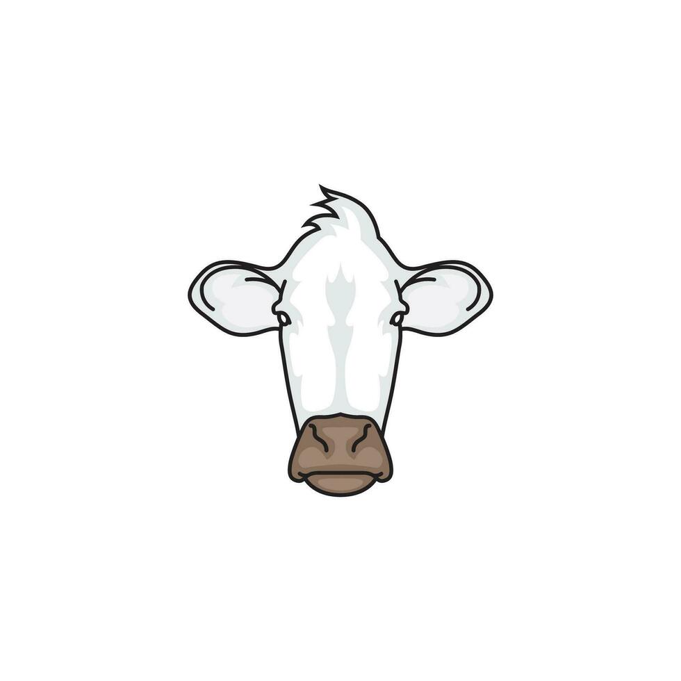 simple white cow head drawing vector
