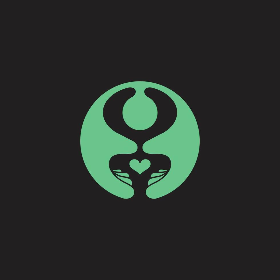 logo of a person looking after their baby in a modern, simple and elegant way vector