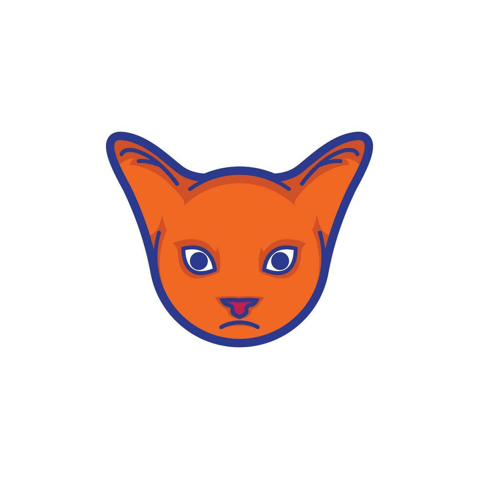cat head mascot with a sharp stare in orange vector