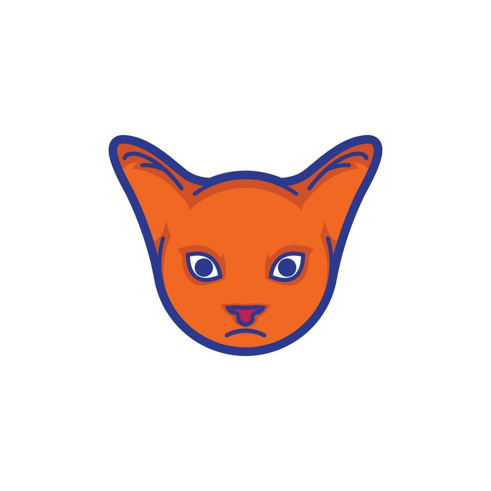 gato cabeza mascota con un agudo mirar fijamente en naranja vector