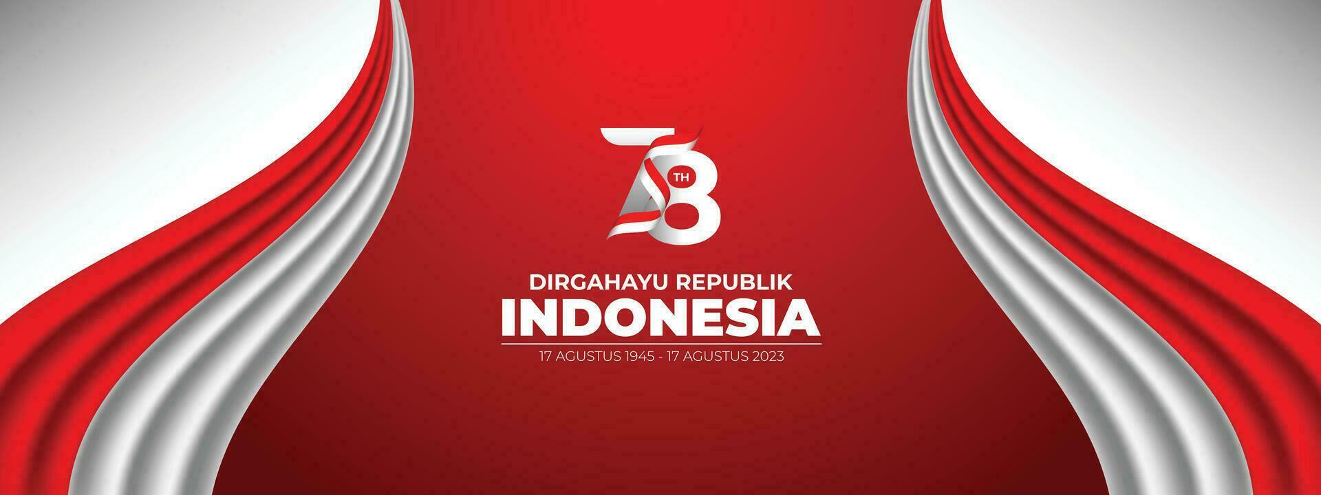 Dirgahayu Republik Indonesia Banner With Flag vector