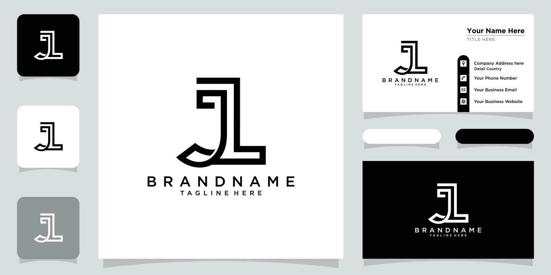 Alphabet letters Initials Monogram logo JL and LJ with business card design Premium Vector