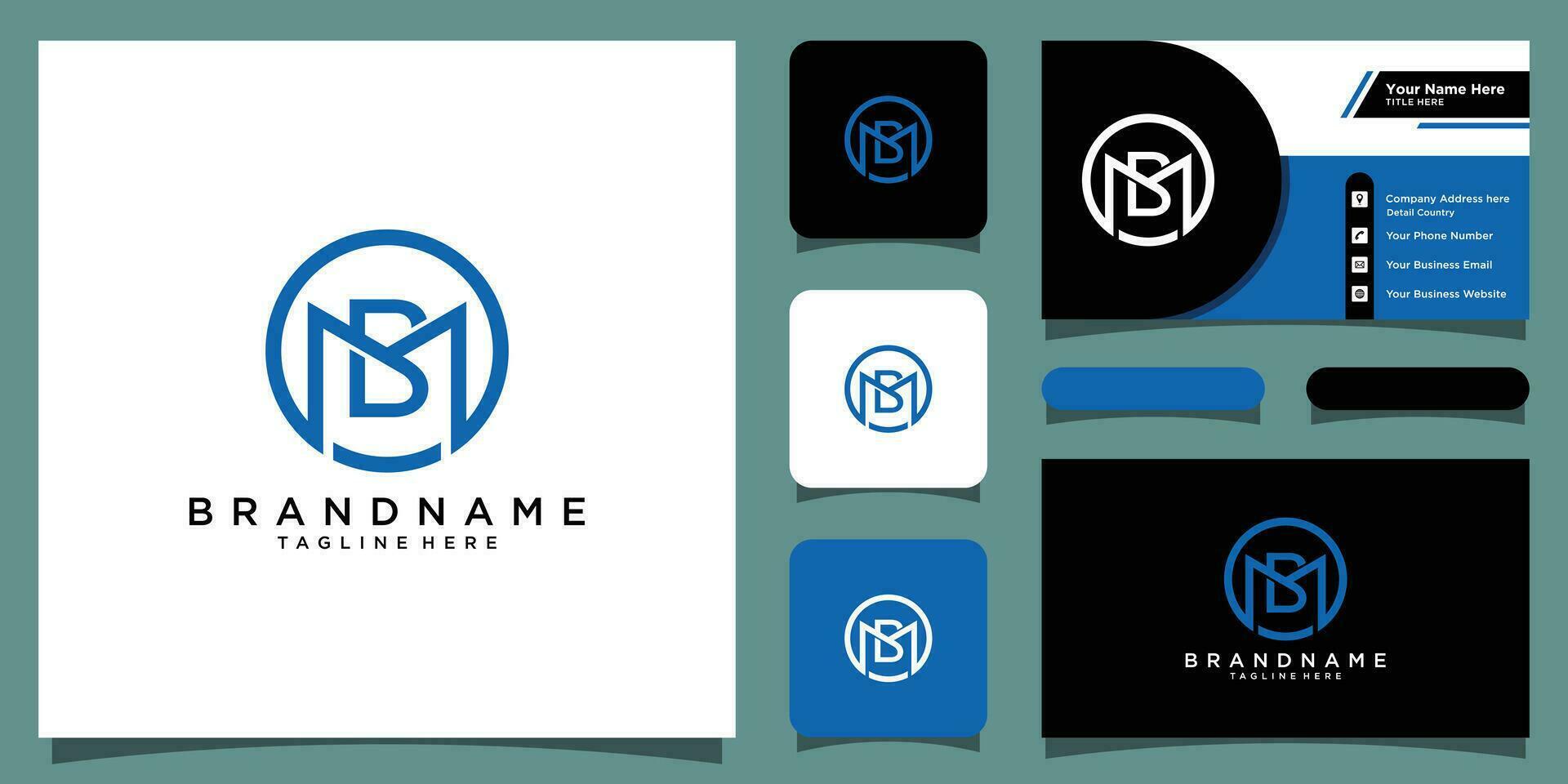 Initial BM or MB letter logo design vector template with business card design Premium Vector