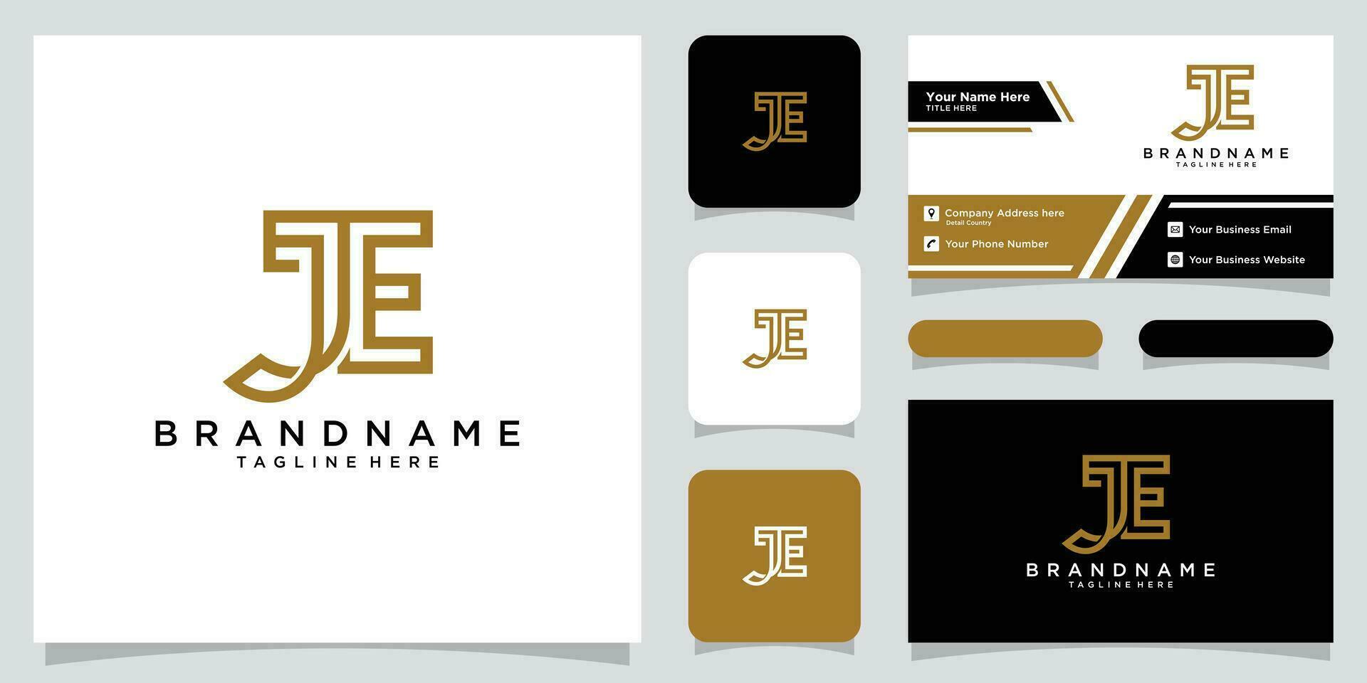 Initials letter JE logo vector design with business card design Premium Vector