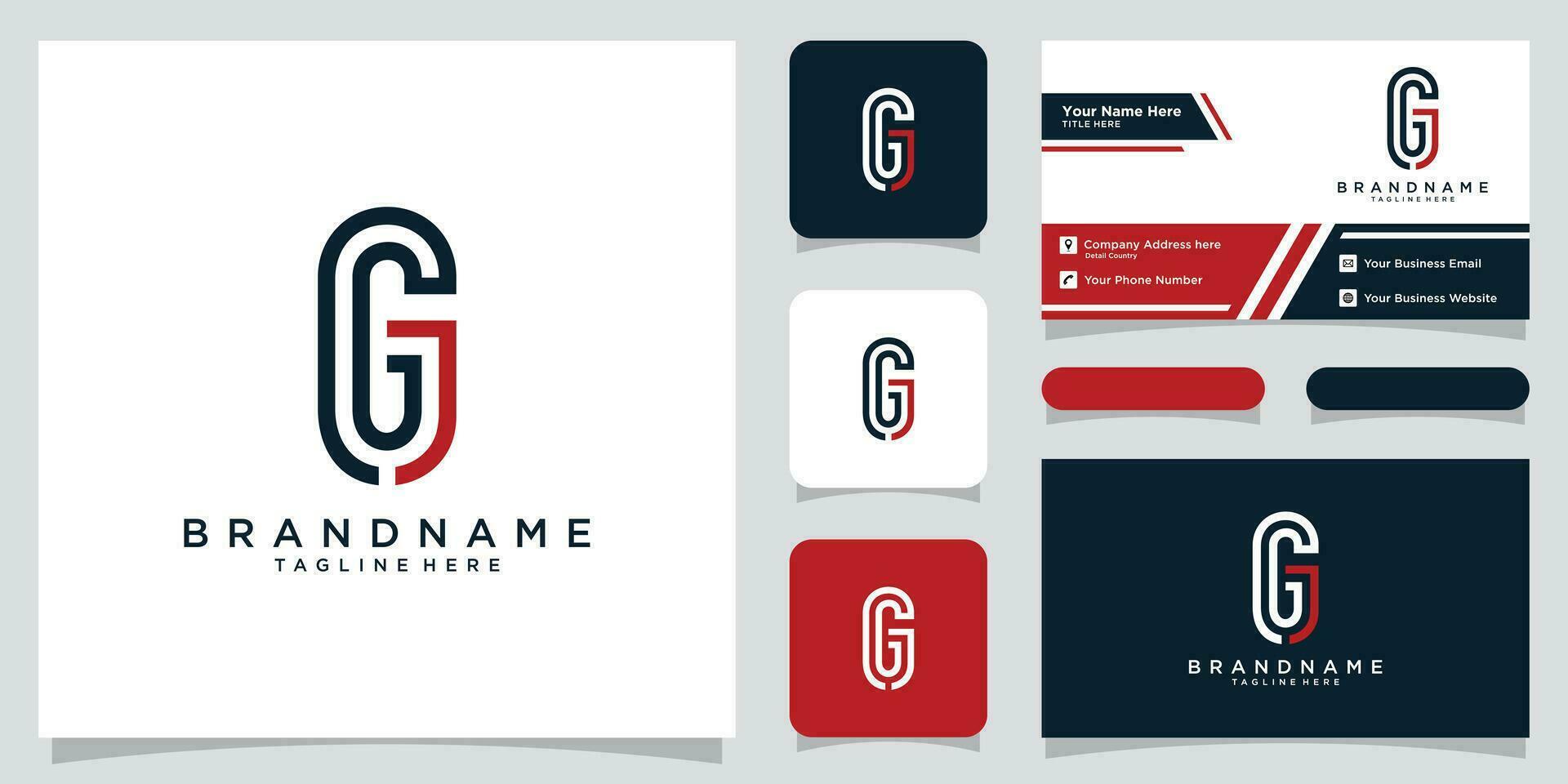 Initial letters GJ monogram with business card design Premium Vector