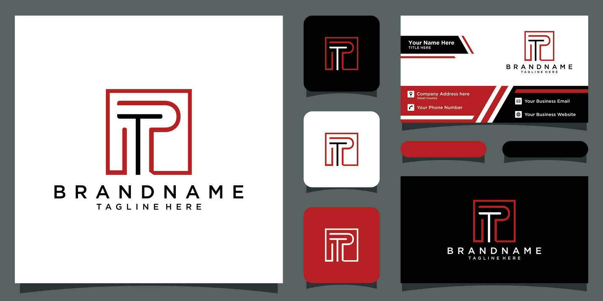 Initial Letter TP Logo Template Design with business card design Premium Vector