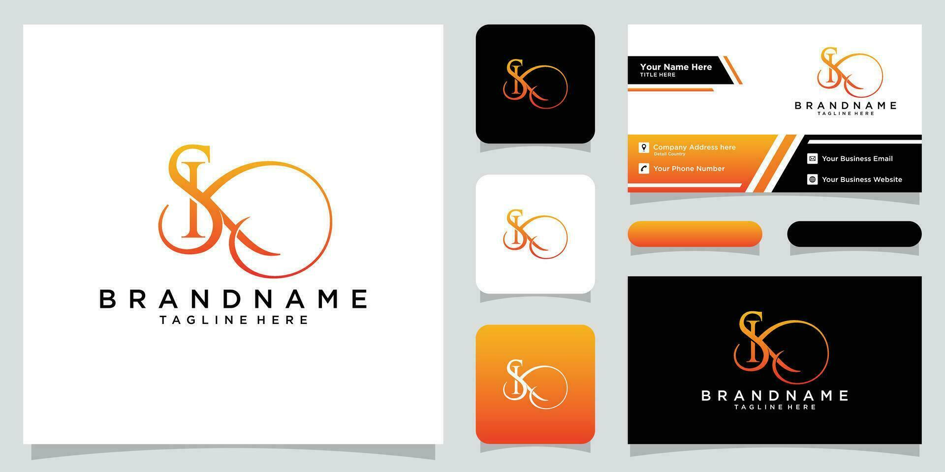 Initial letter SK luxury Logo design Vector with business card design Premium Vector