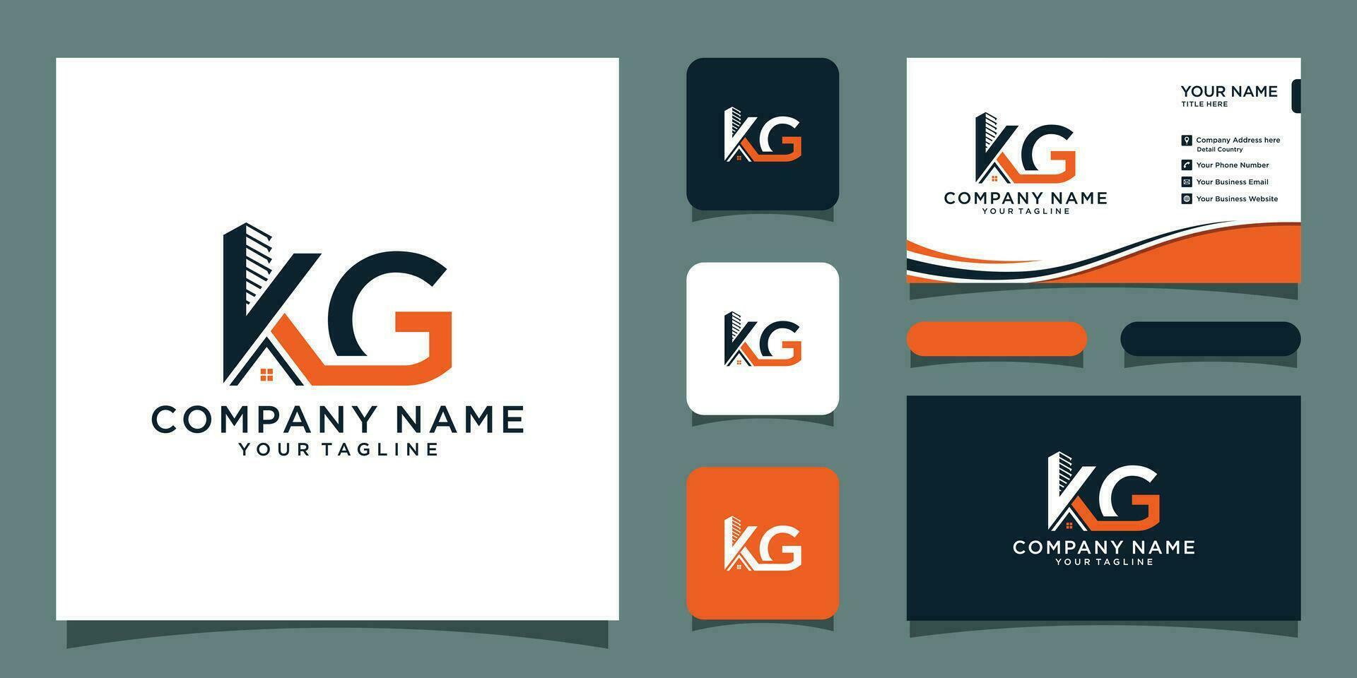 Letter kg vector logo. home icon and symbol with business card design Premium Vector