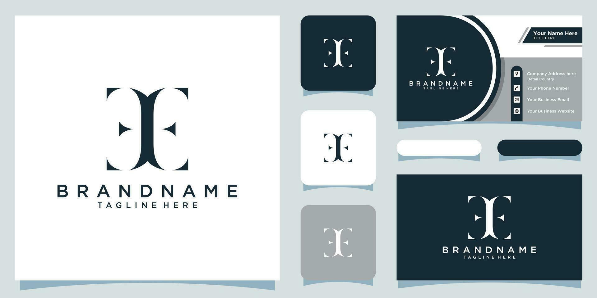 Initial Letter EE Logo designs with business card design Premium Vector