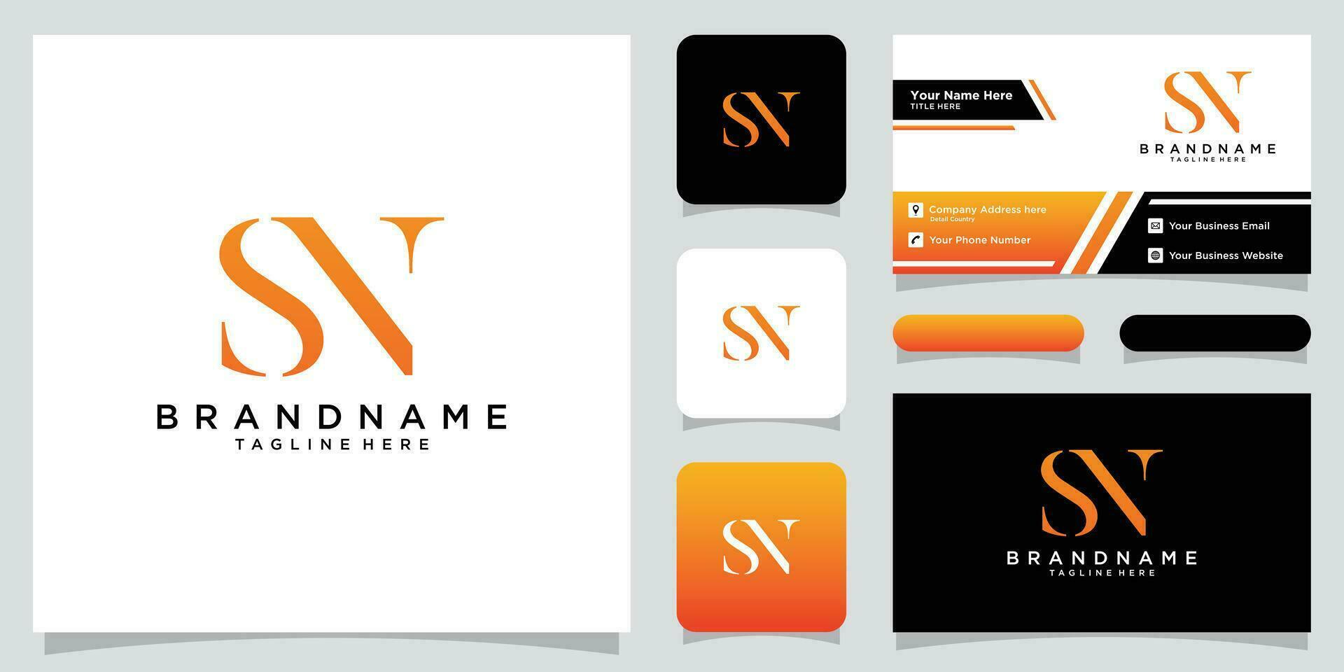 Initial Letter NS logo design template, creative initial SN symbol with business card design Premium Vector