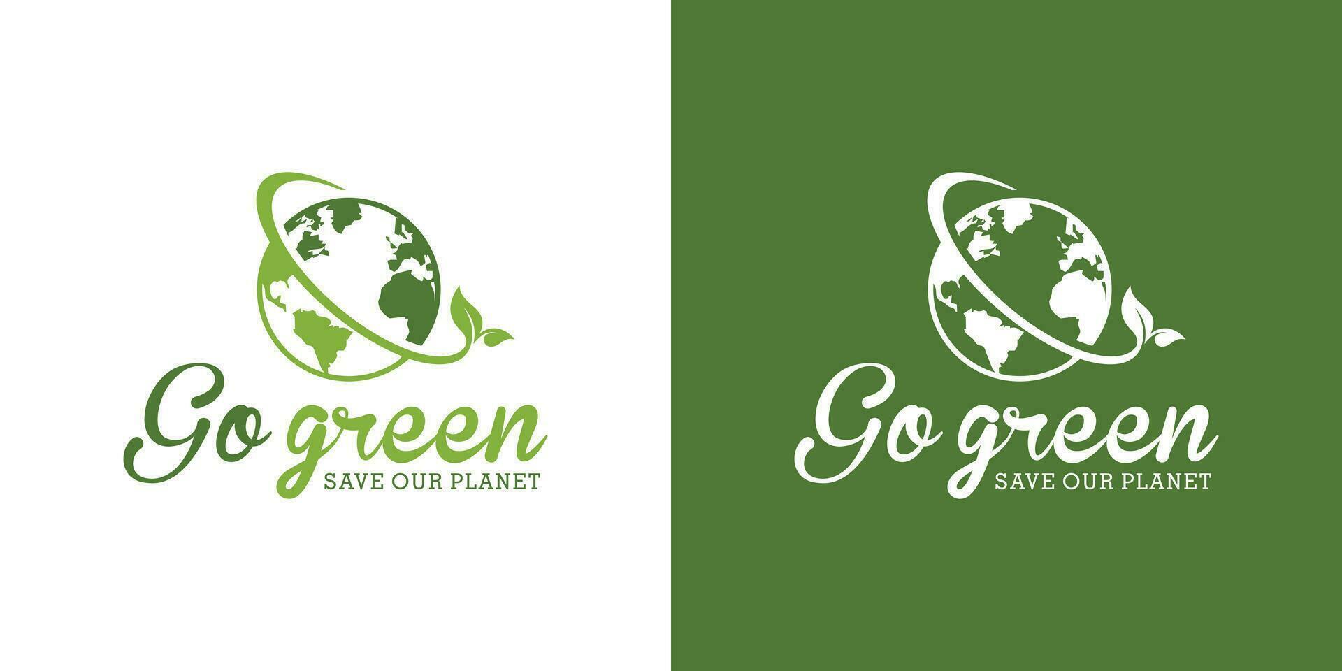 Go green save our planet in an white and green background. Premium Vector