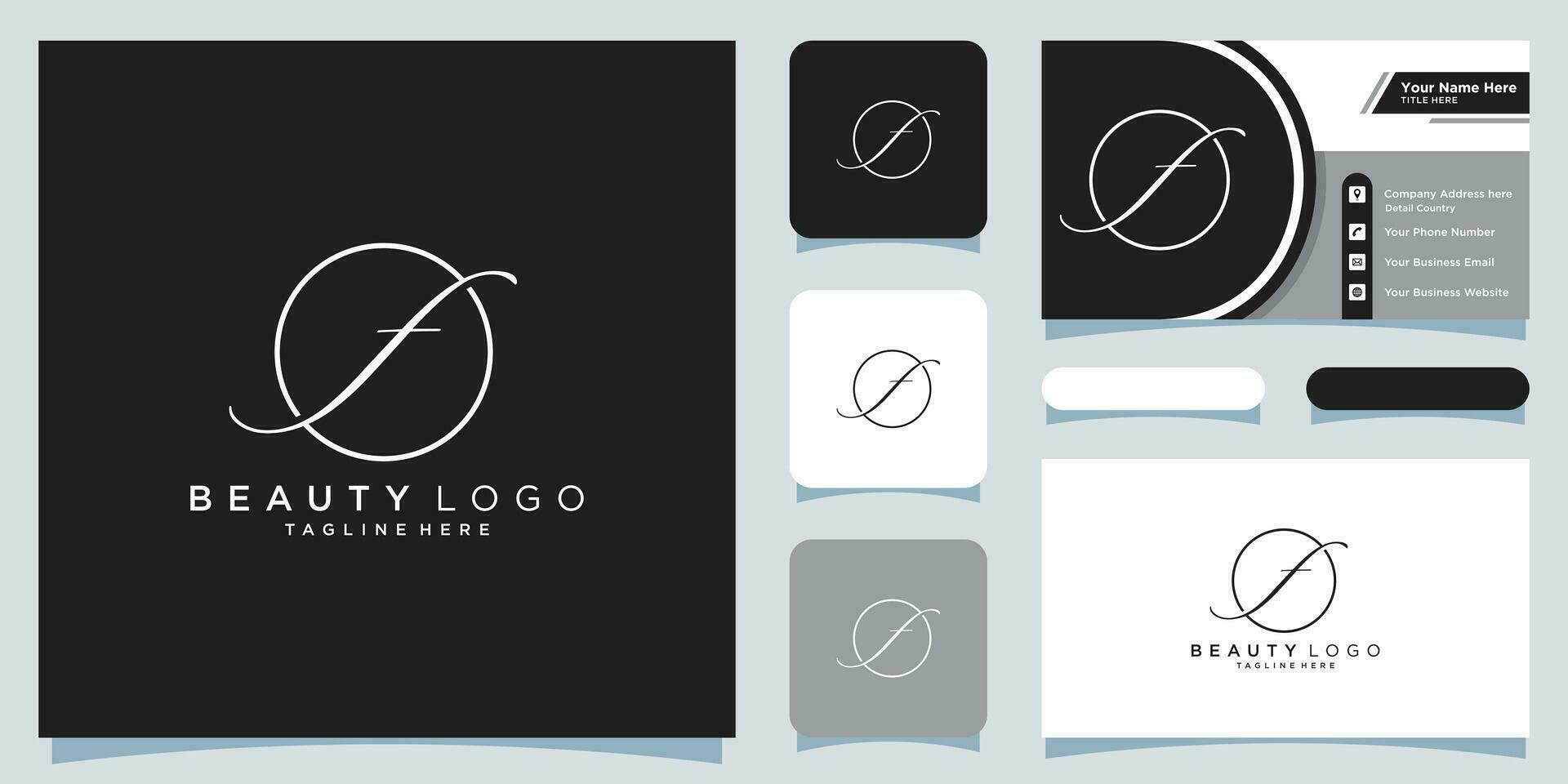 Initial F handwriting logo vector with business card design Premium Vector