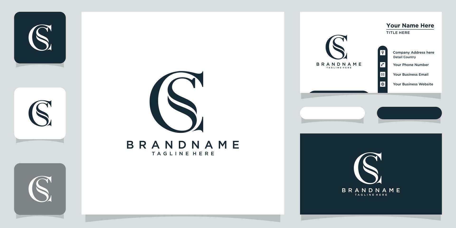 Alphabet CS or SC illustration monogram vector logo template with business card design Premium Vector