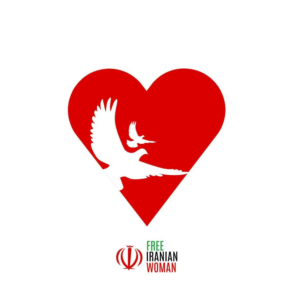 illustration vector of free iranian woman with dove sign