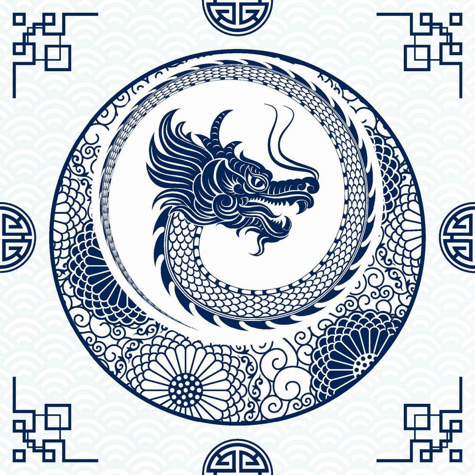 Happy Chinese new year 2024 Zodiac sign year of the Dragon vector