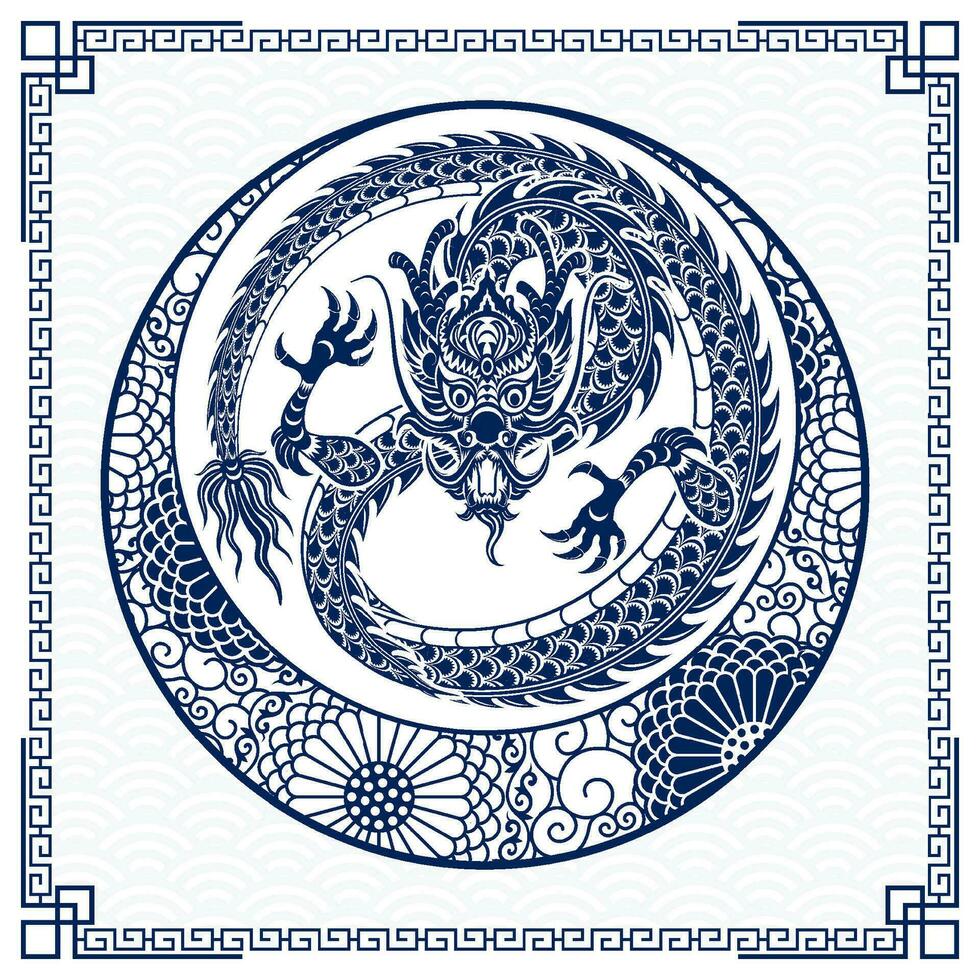 Happy Chinese new year 2024 Zodiac sign, year of the Dragon vector