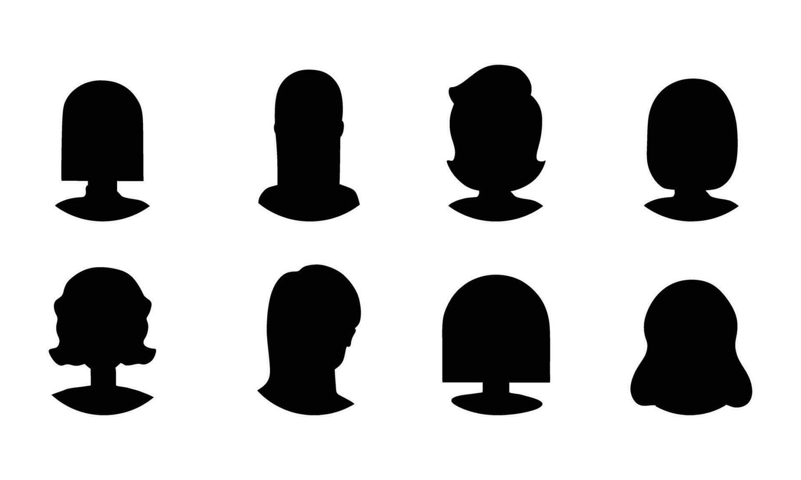 Women silhouette face avatar icon illustration set vector
