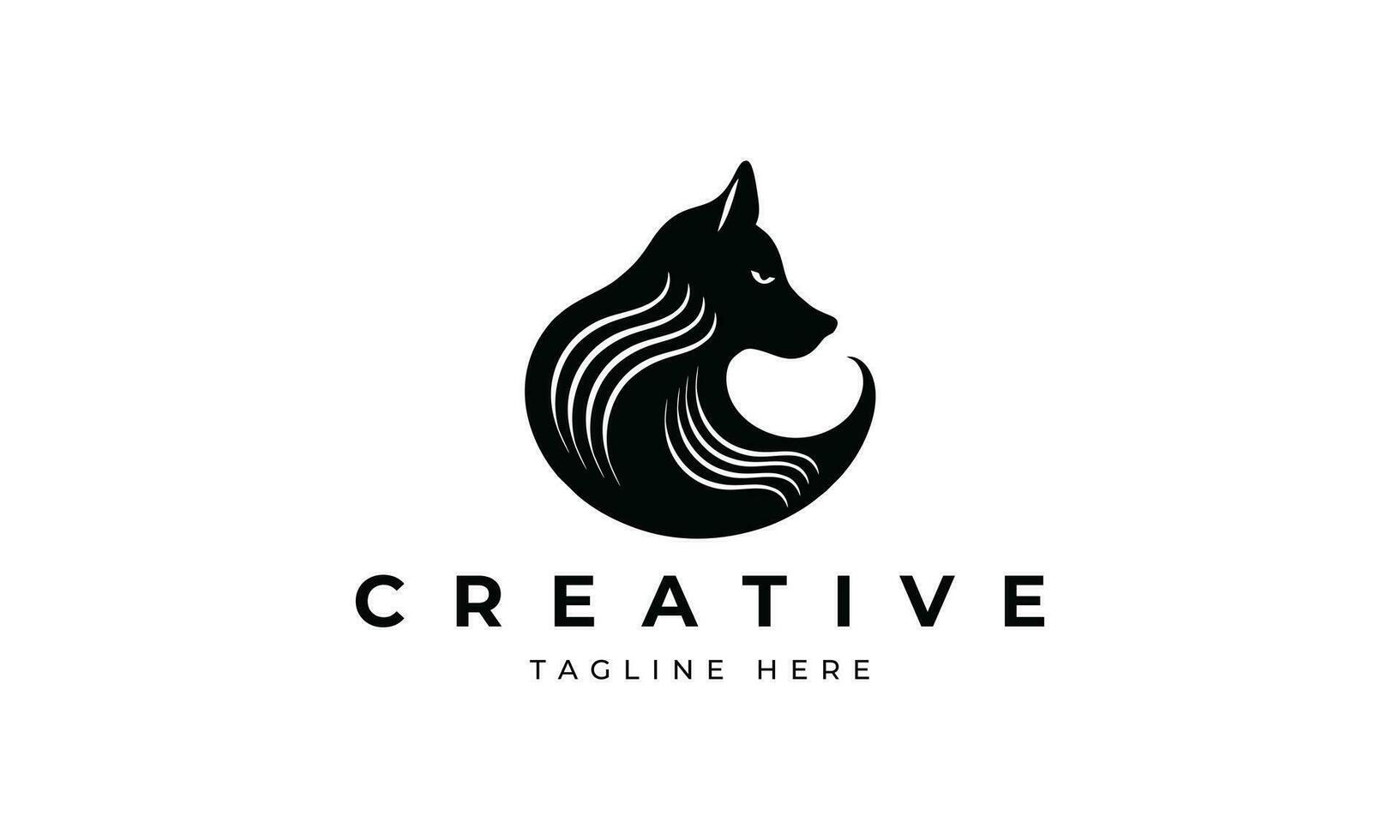 Simple minimal dog logo design. Silhouette dog head logo vector. vector