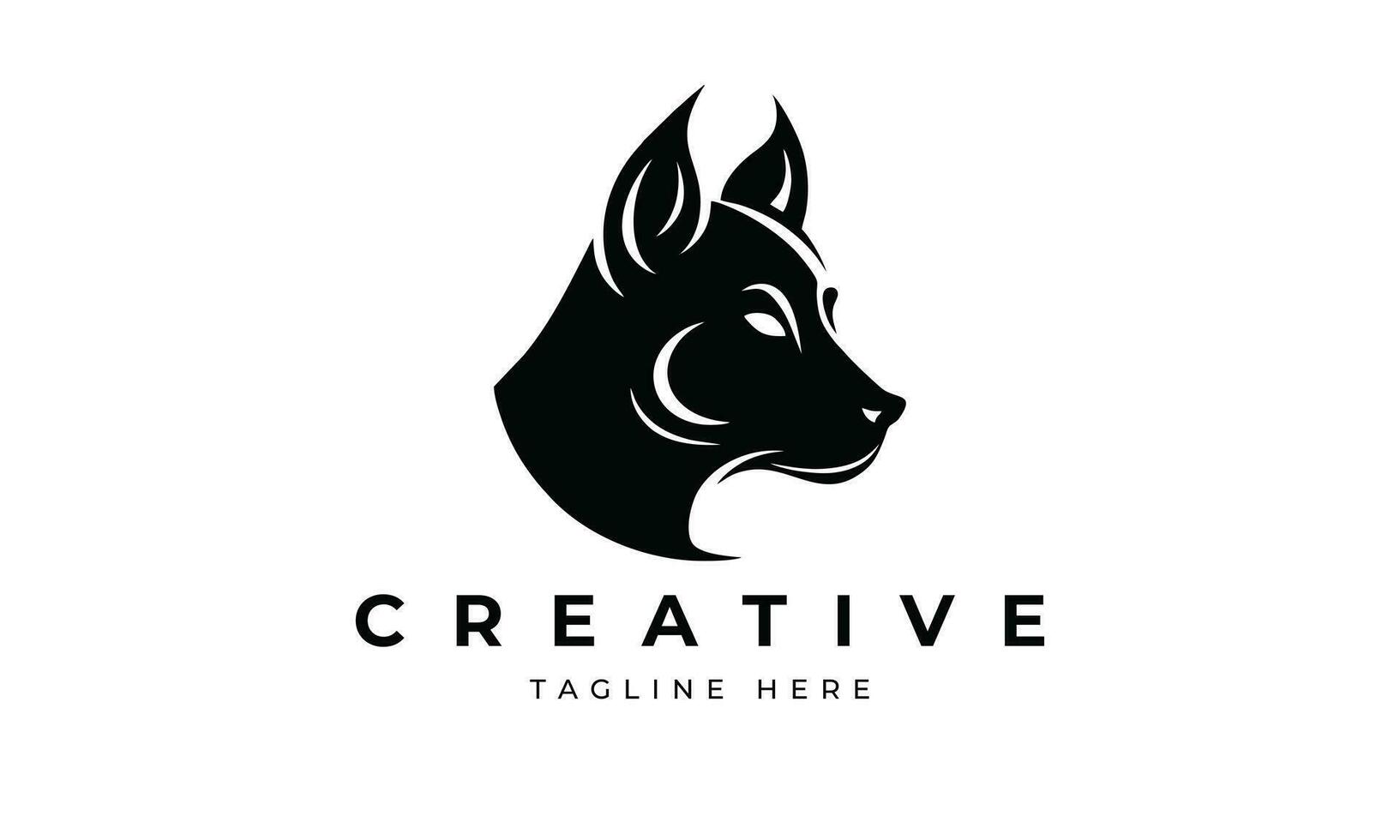 Simple minimal dog logo design. Silhouette dog head logo vector. vector